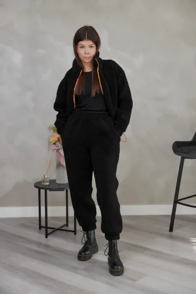 Костюм жіночий Estilo повсякдений-casual хутро teddy чорний 02-085