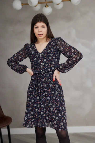Сукня Estilo 01-193 синій квітка шифон
