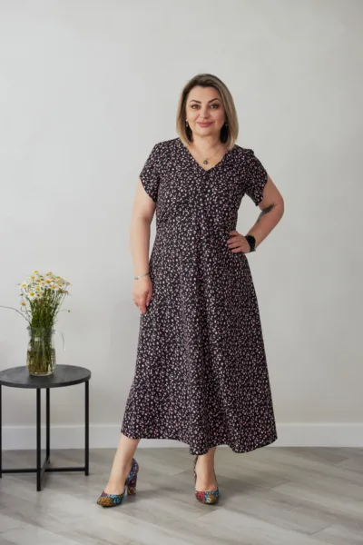 Сукня Estilo 01-209 чорний квітка (рожева) софт