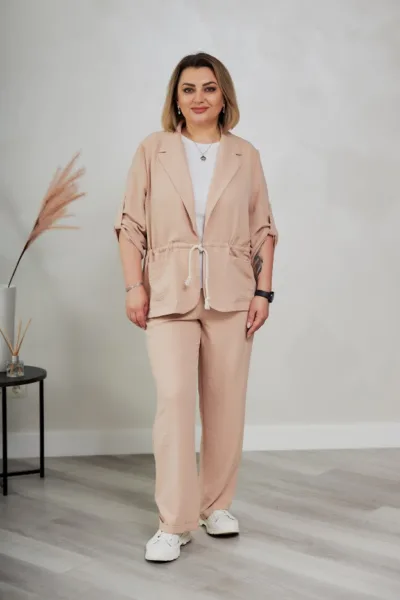 Костюм Estilo 02-088 бежевий креп - костюмка