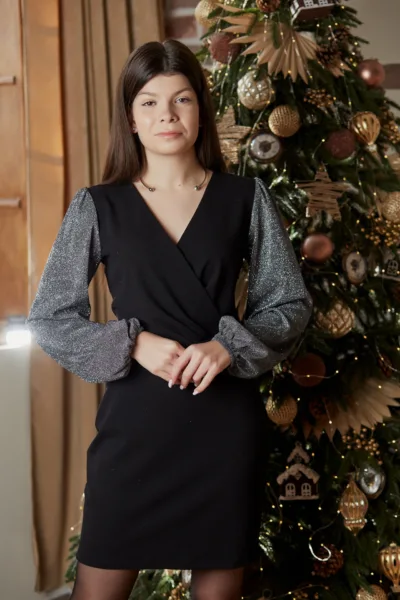 Сукня Estilo 01-190 чорний люрекс креп