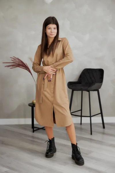 Сукня Estilo 01-207 бежевий діагональ замша