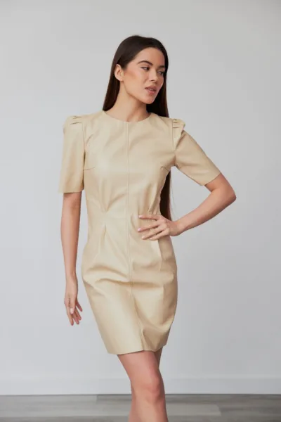 Сукня жіноча Estilo класична екошкіра молочний 01-176