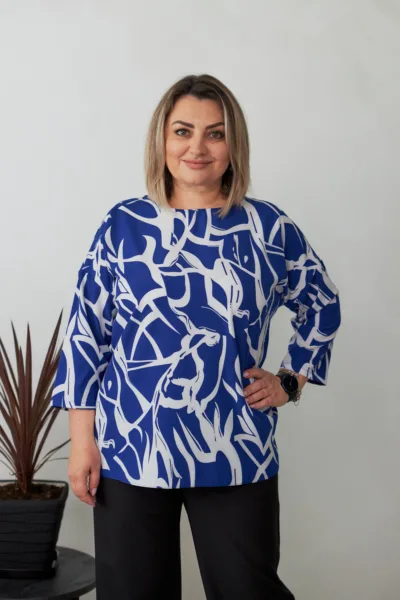 Блуза Estilo 06-015м синій абстракція софт