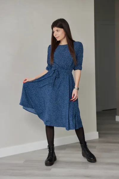Сукня Estilo 01-178 синій крапка софт