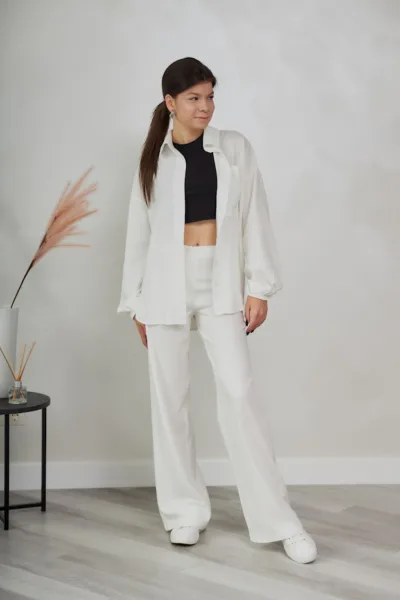 Костюм жіночий Estilo повсякдений-casual льон молочний 02-090