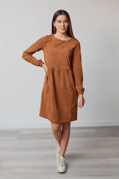 Сукня жіноча Estilo повсякденна-casual мікровельвет карамель 01-203