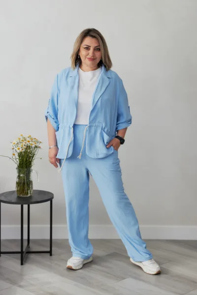 Костюм жіночий Estilo повсякдений-casual креп костюмка блакитний 02-088