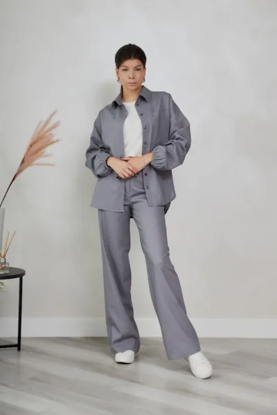 Костюм жіночий Estilo повсякдений-casual льон сірий 02-090