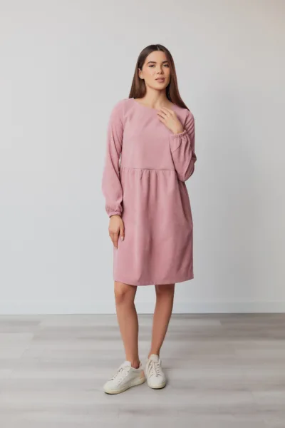 Сукня жіноча Estilo повсякденна-casual мікровельвет пудровий 01-203