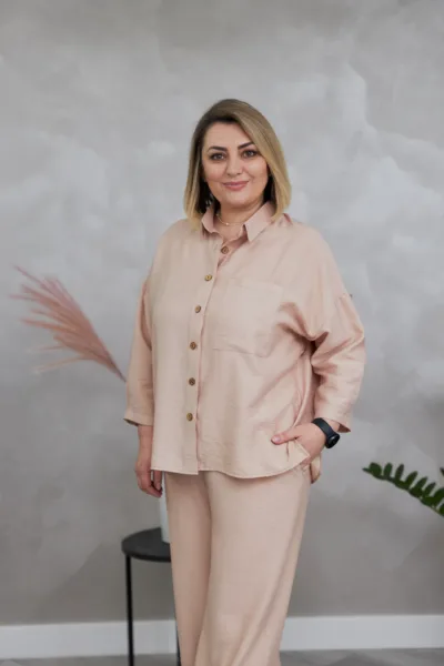 Костюм жіночий Estilo повсякдений-casual льон жатка бежевий 02-100