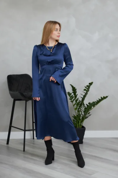 Сукня жіноча Estilo святкова шовк синій 01-192