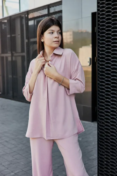 Костюм жіночий Estilo повсякдений-casual льон пудровий 02-080