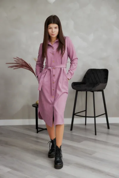 Сукня жіноча Estilo повсякденна-casual замша бузковий 01-207