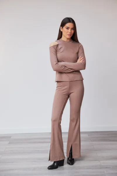 Костюм жіночий Estilo повсякдений-casual мустанг фліс капучиновий 02-096