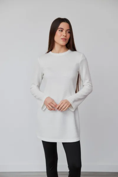 Сукня-туніка жіночий Estilo повсякденна-casual трикотаж ангора молочний 01-224