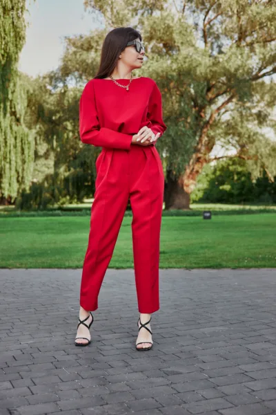 Костюм жіночий Estilo повсякдений-casual креп костюмка червоний 02-081