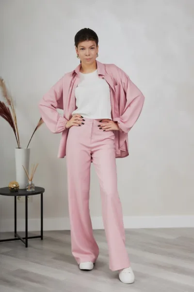 Костюм жіночий Estilo повсякдений-casual льон пудровий 02-090