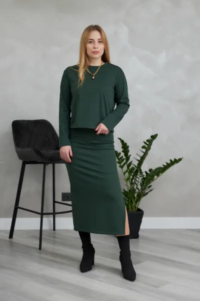 Костюм жіночий Estilo повсякдений-casual мустанг фліс зелений 02-097