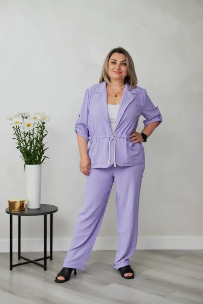 Костюм жіночий Estilo повсякдений-casual креп костюмка лавандовий 02-088
