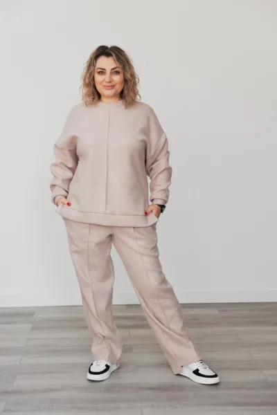 Костюм жіночий Estilo повсякдений-casual трикотаж вовна-ангора бежевий 02-107