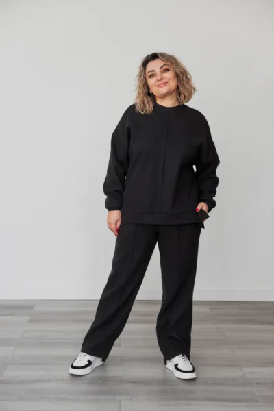 Костюм жіночий Estilo повсякдений-casual трикотаж вовна-ангора чорний 02-107