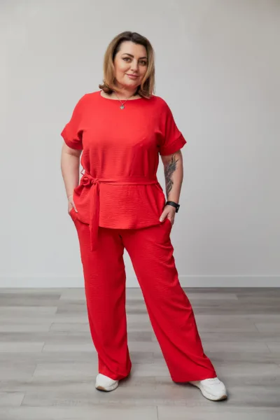 Костюм жіночий Estilo повсякдений-casual креп червоний 02-110