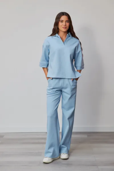 Костюм жіночий  Estilo повсякдений-casual трикотаж  Lacosta блакитний 02-112