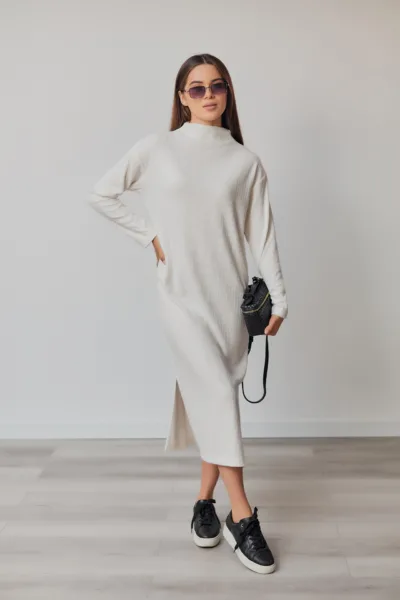 Сукня Estilo 01-188 молочний рельєф трикотаж (ангора)