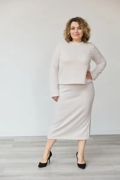 Костюм Estilo 02-095 бежевий діагональ  трикотаж (Alpako)