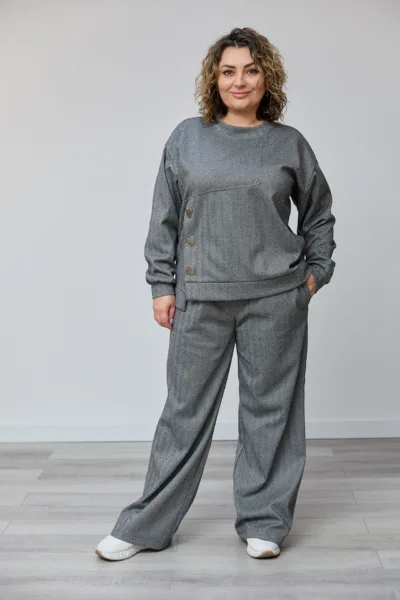 Костюм Estilo 02-115 сірий діагональ  кашемір "Camila"