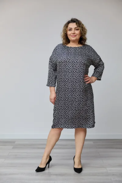Сукня Estilo 01-210 чорний крапка (біла) шовк