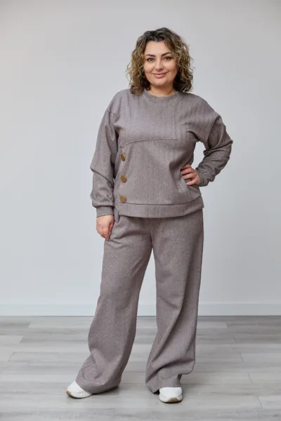 Костюм Estilo 02-115 шоколадний діагональ  кашемір "Camila"