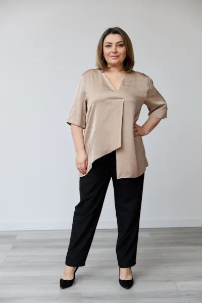 Блуза, Estilo, 06-016 бежевий, жатка, шовк