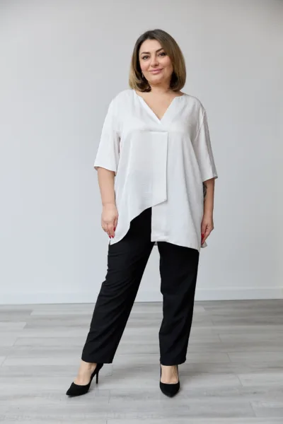Блуза, Estilo, 06-016, білий, жатка, шовк