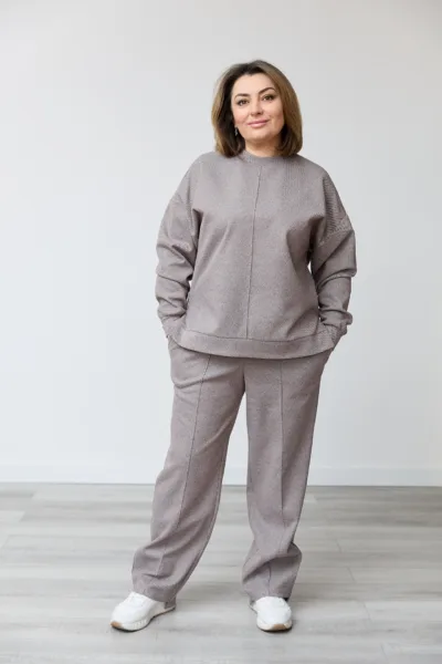 Костюм Estilo 02-107 шоколадний діагональ  кашемір "Camila"