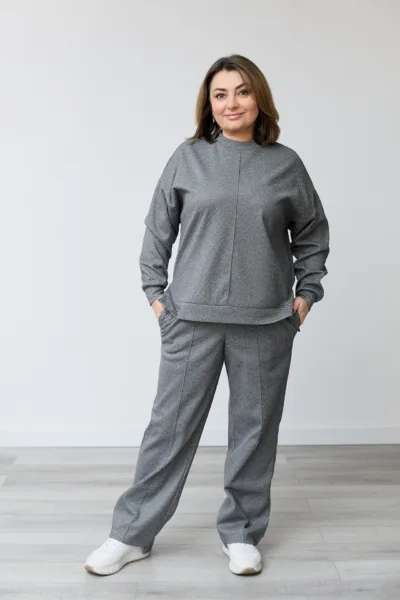 Костюм Estilo 02-107 сірий діагональ  кашемір "Camila"