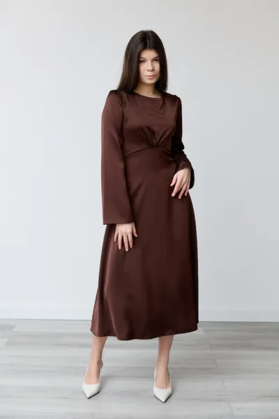 Сукня жіноча Estilo святкова шовк шоколадний 01-192