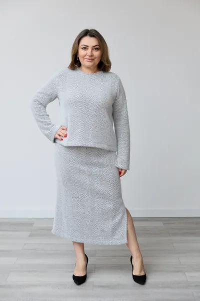 Костюм жіночий Estilo класичний трикотаж Alpako графіт 02-095