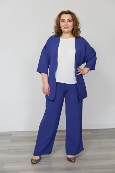 Костюм жіночий  Estilo повсякдений-casual креп  синіо-білий 02-111