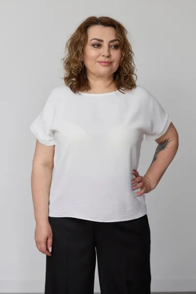 Блуза жіноча  Estilo класична креп білий 06-013