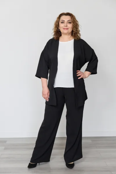 Костюм жіночий Estilo повсякдений-casual креп чорний-білий 02-111