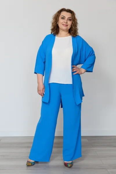 Костюм жіночий Estilo повсякдений-casual креп волошковий-білий 02-111