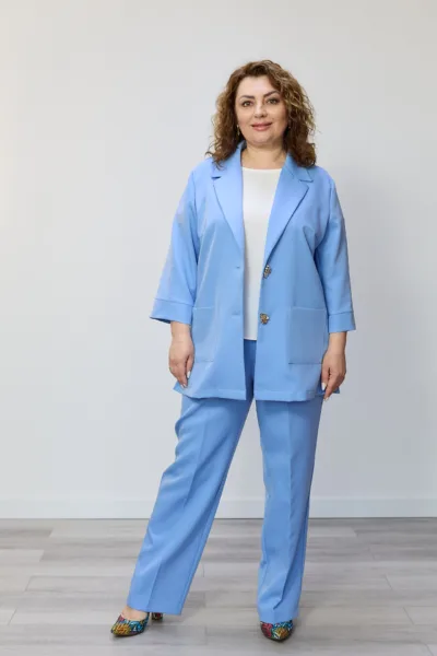 Костюм жіночий  Estilo класичний костюмка блакитний 02-116