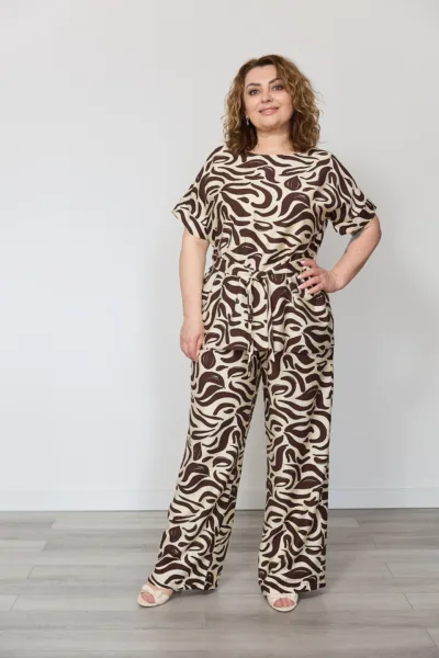 Костюм жіночий Estilo повсякдений-casual єврожатка шоколадно-білий 02-110