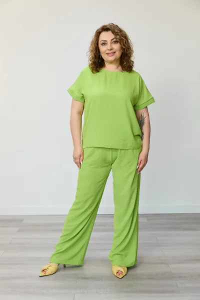 Костюм жіночий  Estilo повсякдений-casual креп  салатовий 02-117