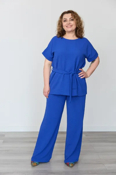 Костюм жіночий Estilo повсякдений-casual креп волошковий 02-110