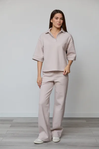 Костюм жіночий  Estilo повсякдений-casual трикотаж  Lacosta бежевий 02-112