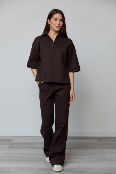 Костюм жіночий  Estilo повсякдений-casual трикотаж  Lacosta шоколадний 02-112