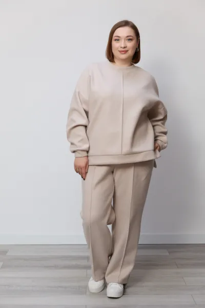 Костюм жіночий Estilo повсякдений-casual трикотаж вовна-ангора бежевий 02-107